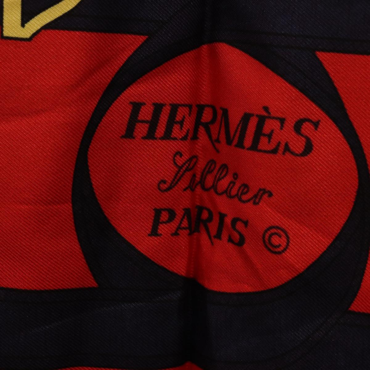 HERMES Carre 90 Scarf ”Eperon d' Or” Silk Navy Auth bs37045