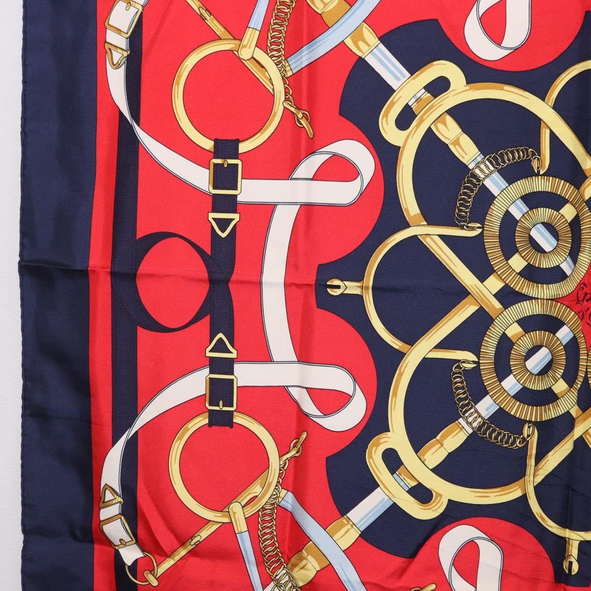 HERMES Carre 90 Scarf ”Eperon d' Or” Silk Navy Auth bs37045