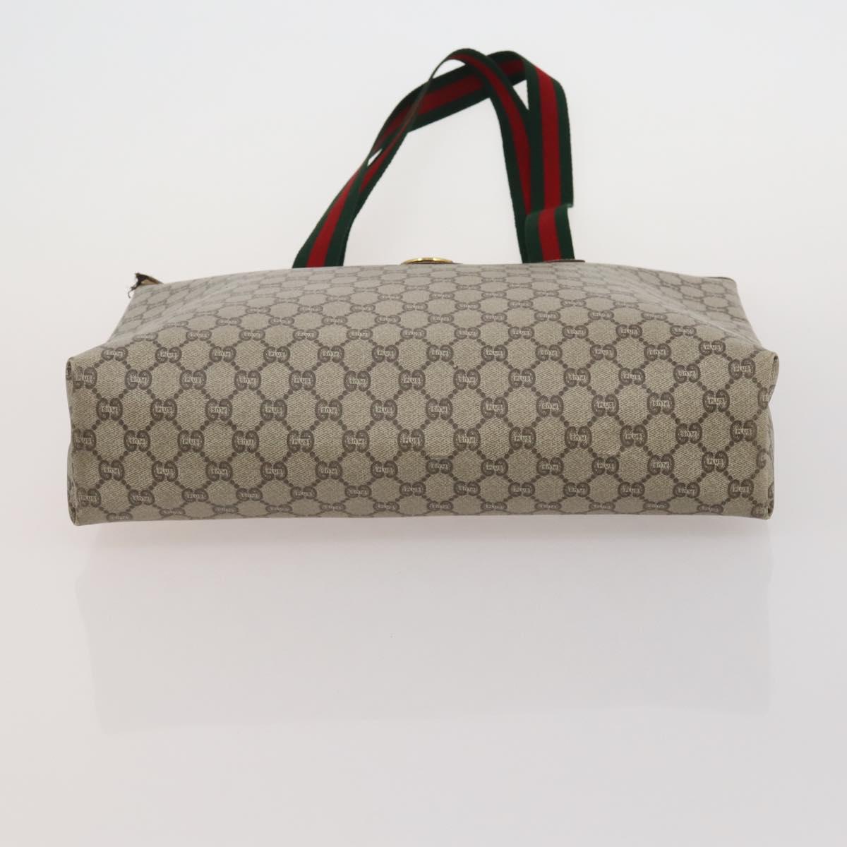 GUCCI GG Supreme Web Sherry Line Hand Bag PVC 3 Set Beige Auth bs37046