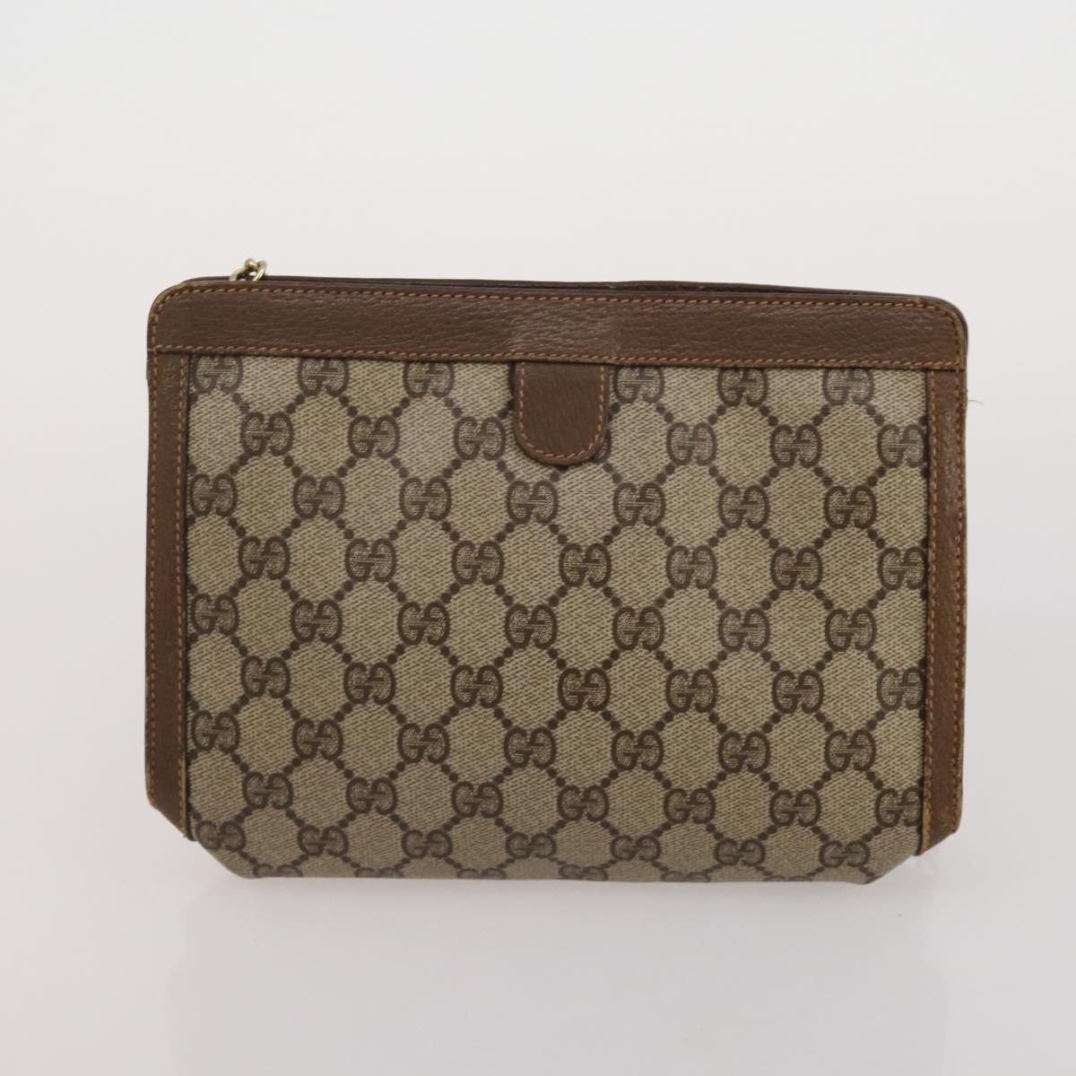 GUCCI GG Supreme Web Sherry Line Hand Bag PVC 3 Set Beige Auth bs37046