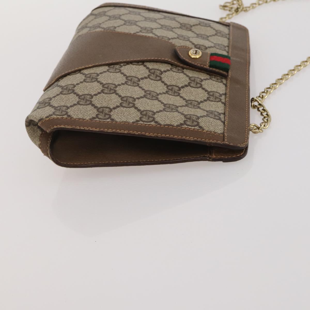 GUCCI GG Supreme Web Sherry Line Hand Bag PVC 3 Set Beige Auth bs37046