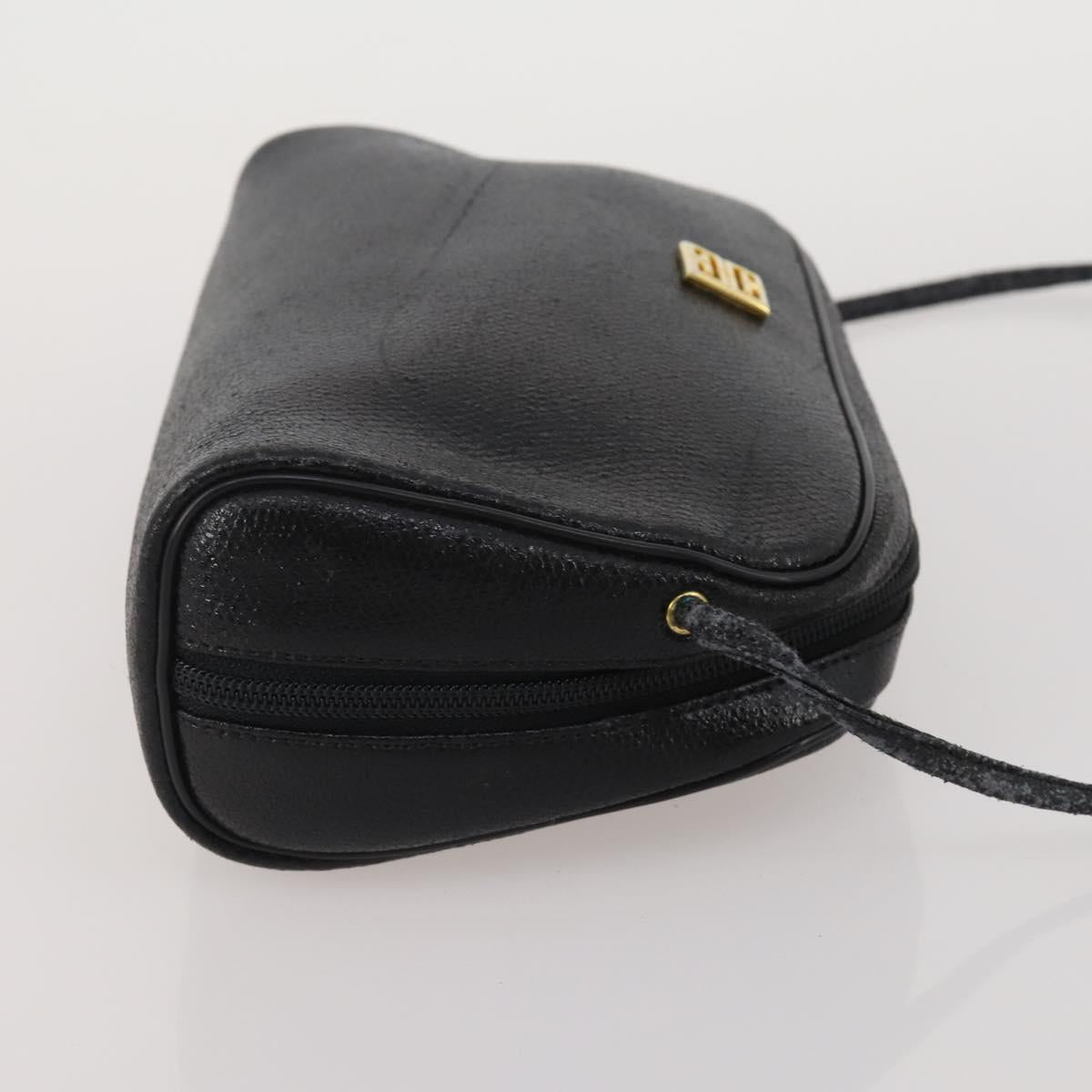 GIVENCHY Shoulder Bag Leather 2 Set Black Gold Auth bs37047