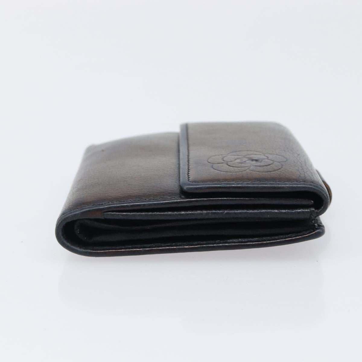 CHANEL Wallet Leather 2 Set Black CC Auth bs37048