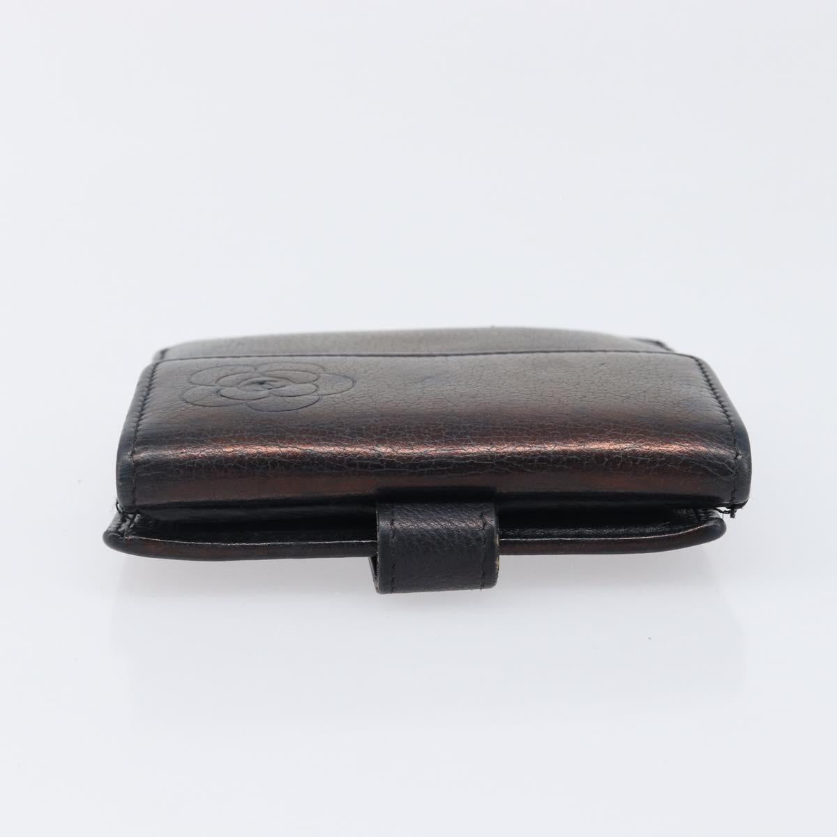 CHANEL Wallet Leather 2 Set Black CC Auth bs37048