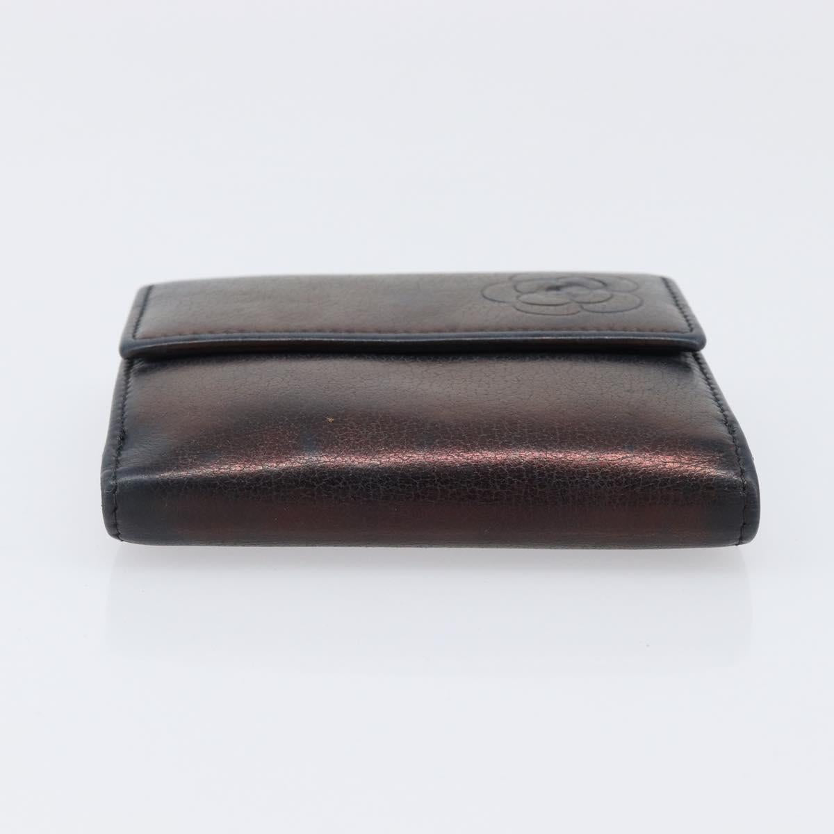 CHANEL Wallet Leather 2 Set Black CC Auth bs37048