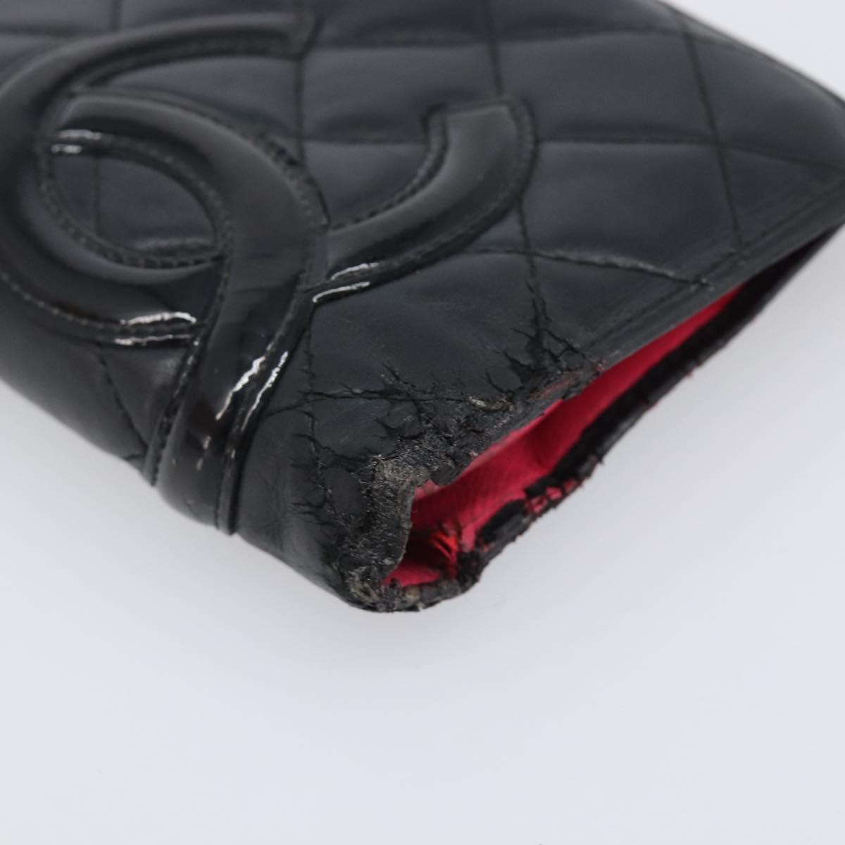 CHANEL Wallet Leather 2 Set Black CC Auth bs37048