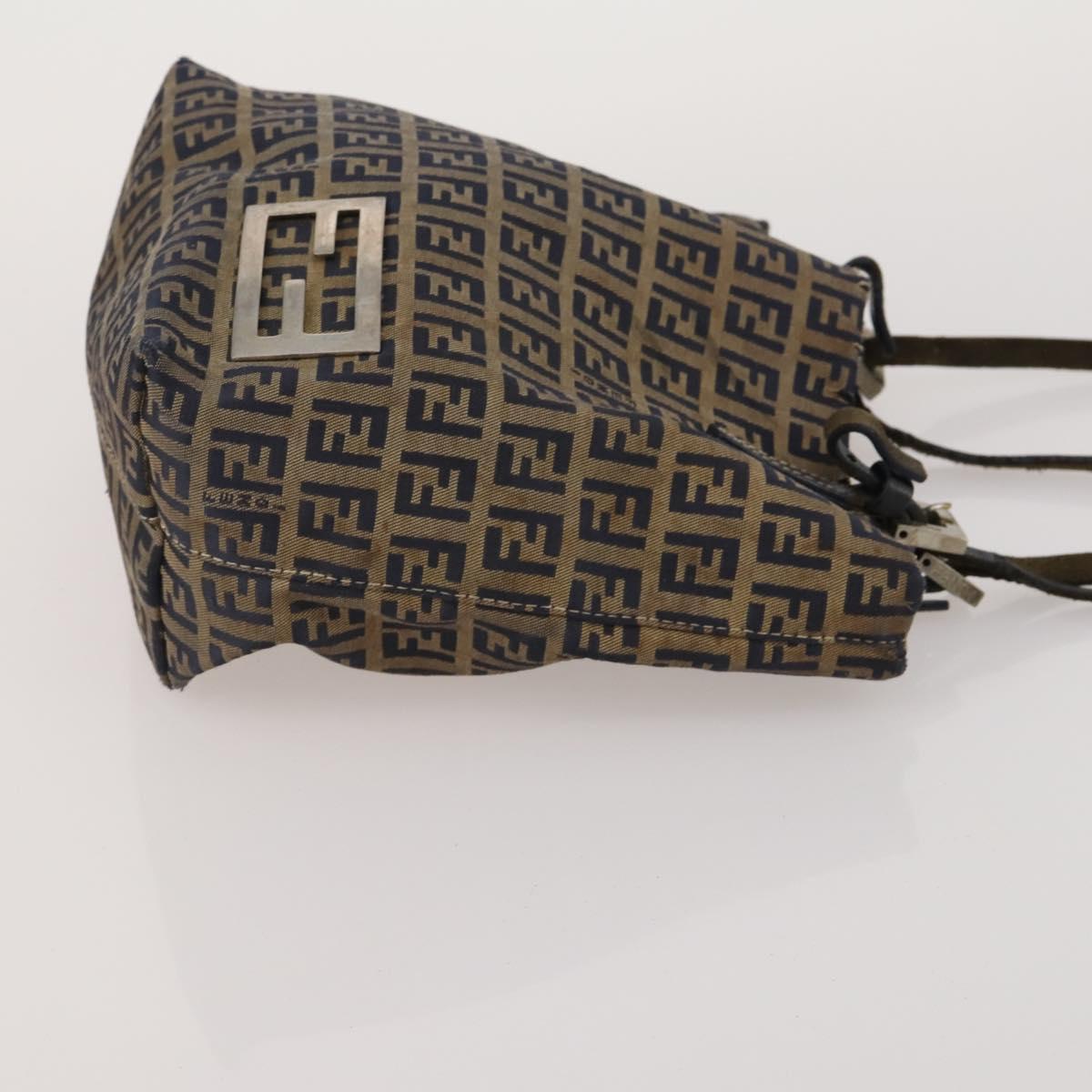 FENDI Tote Bag Coated Canvas Leather Nylon 4 Set Beige Black Brown Auth bs37049