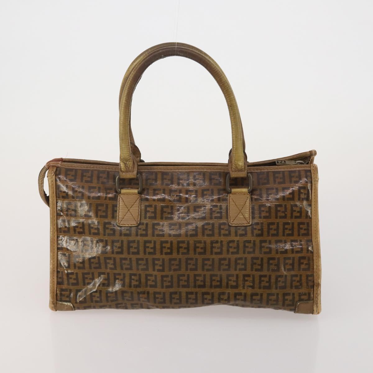 FENDI Tote Bag Coated Canvas Leather Nylon 4 Set Beige Black Brown Auth bs37049