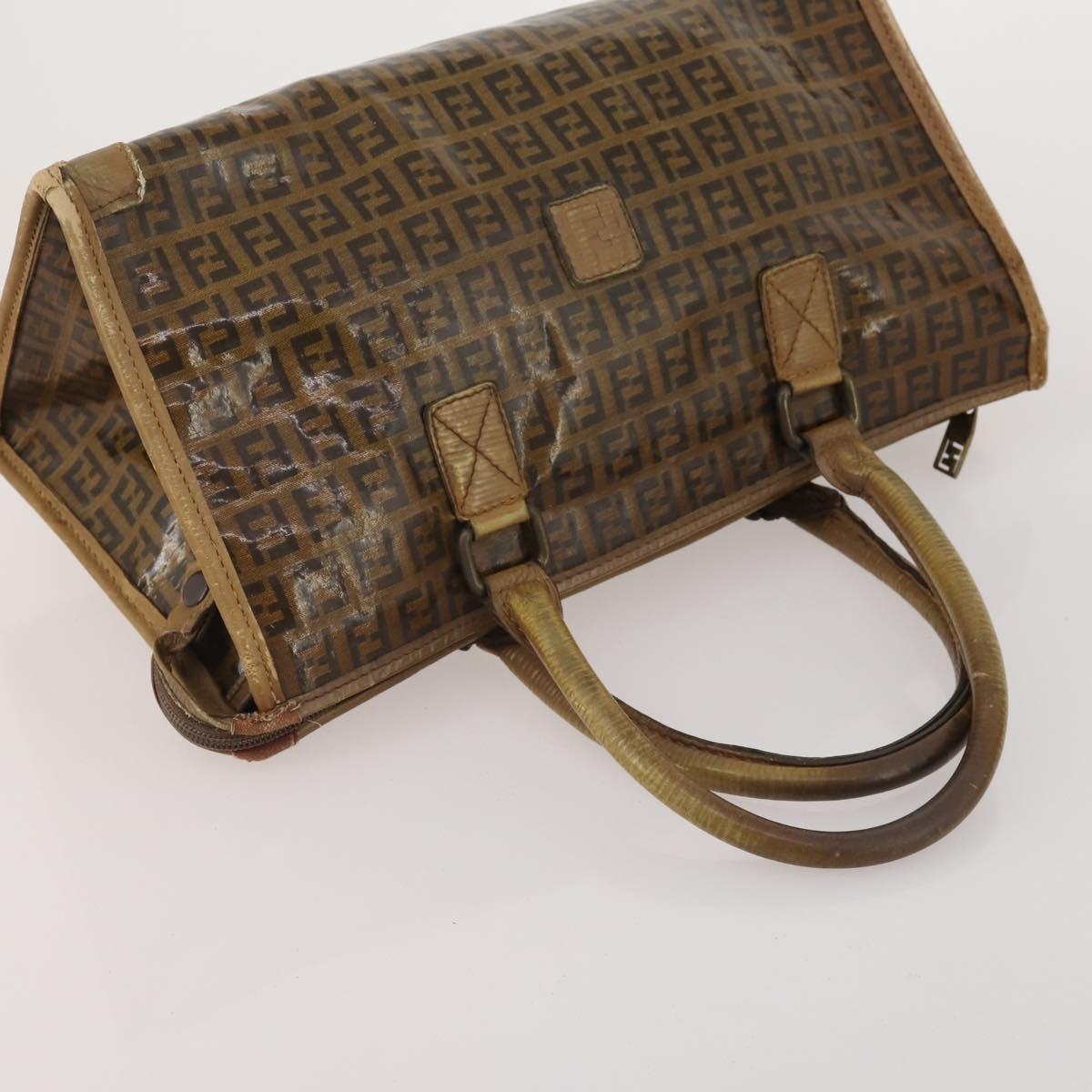 FENDI Tote Bag Coated Canvas Leather Nylon 4 Set Beige Black Brown Auth bs37049