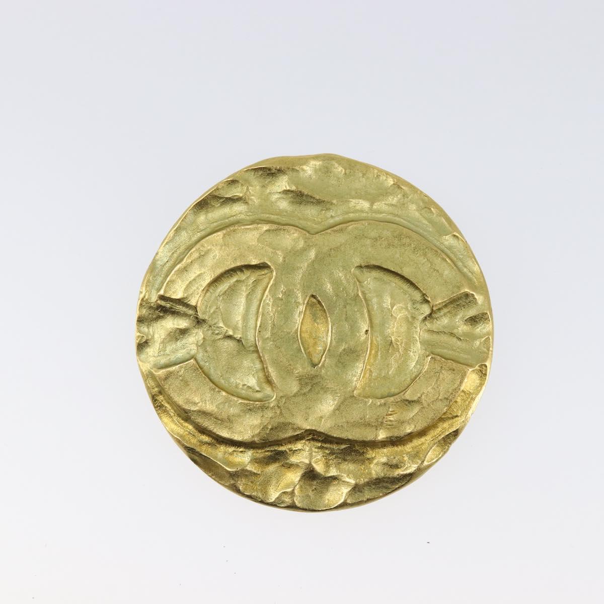 CHANEL Brooch Metal Gold Tone CC Auth bs37050V
