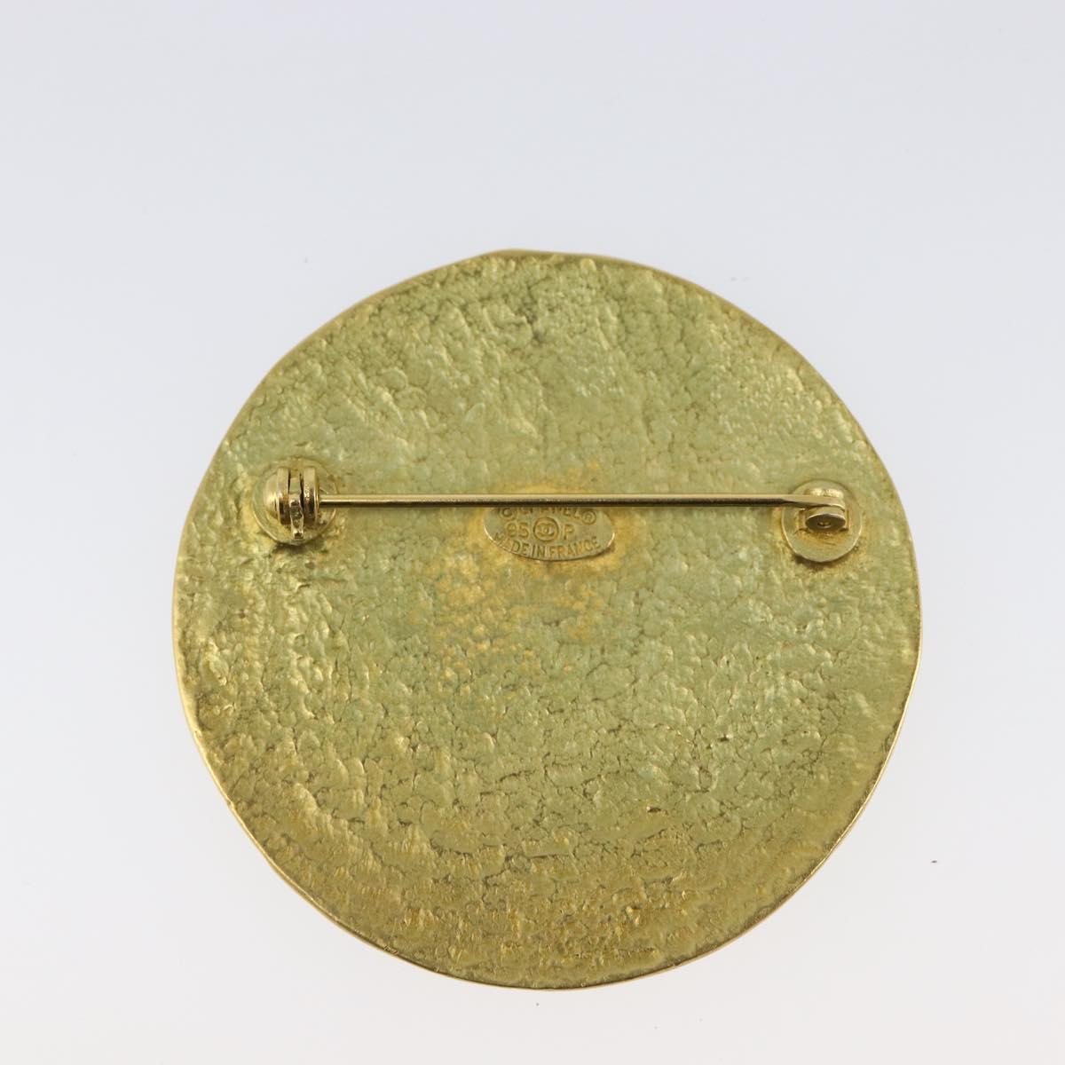 CHANEL Brooch Metal Gold Tone CC Auth bs37050V