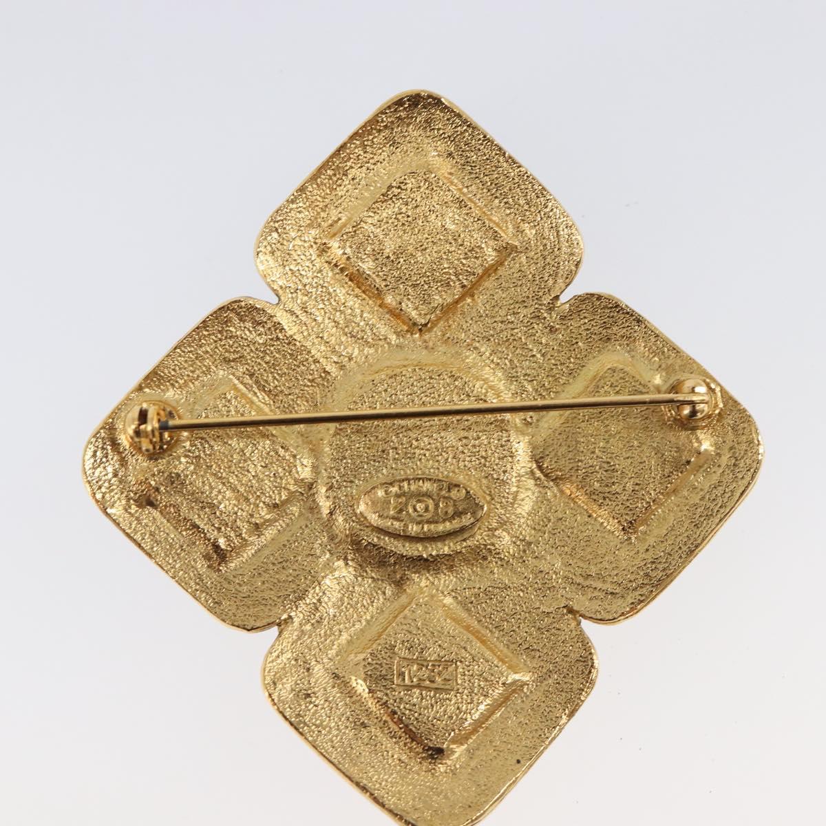 CHANEL Brooch Metal Gold Tone CC Auth bs37051M
