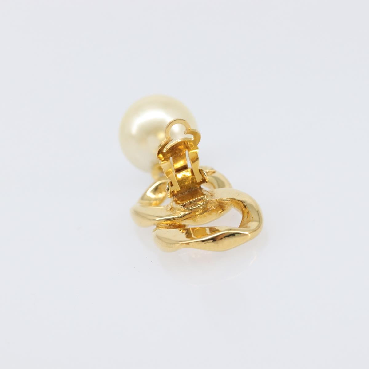 CHANEL Earring metal Gold Tone CC Auth bs37052