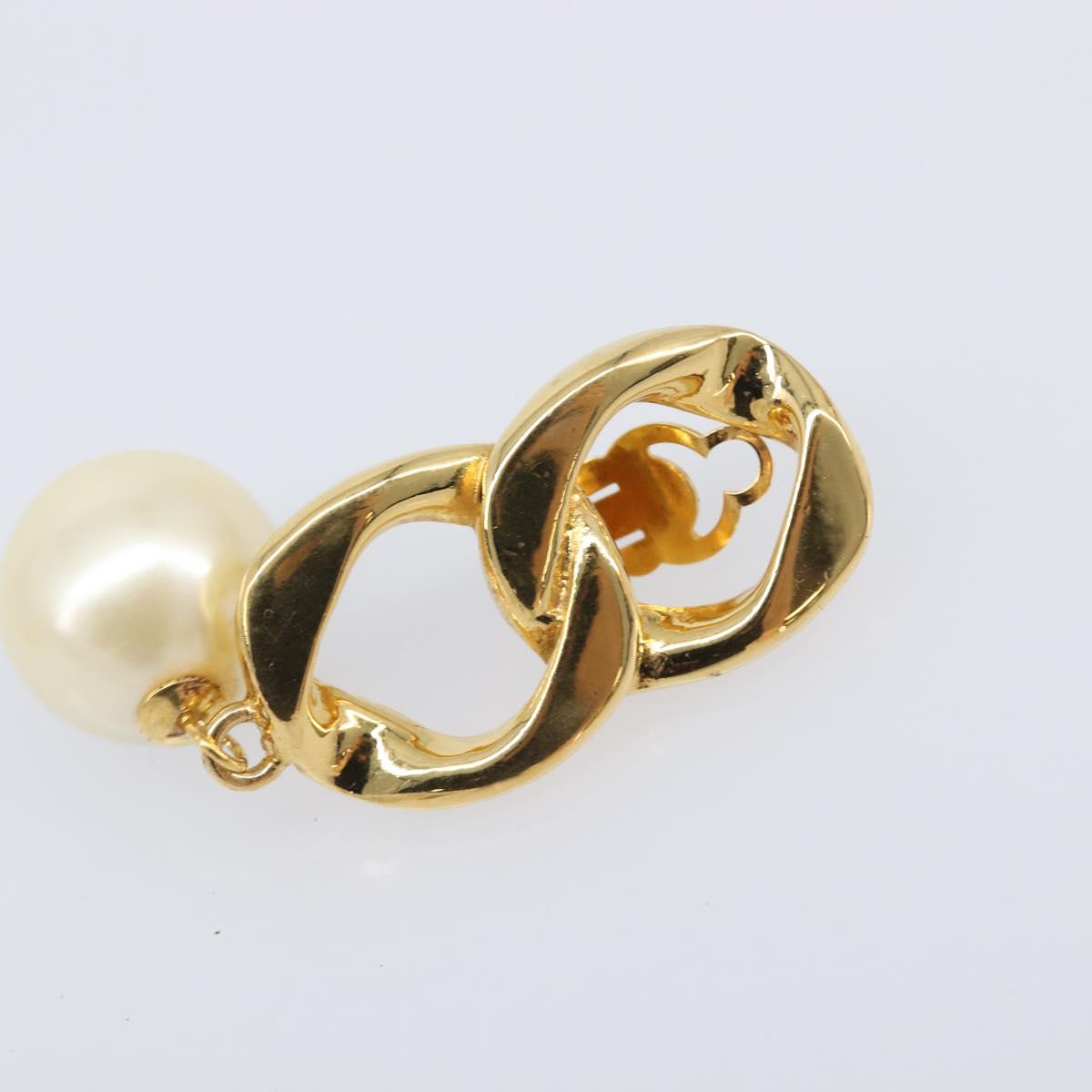 CHANEL Earring metal Gold Tone CC Auth bs37052