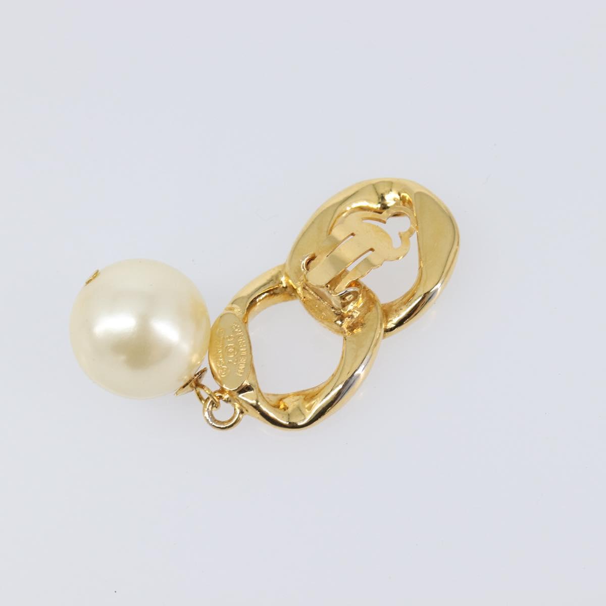 CHANEL Earring metal Gold Tone CC Auth bs37052