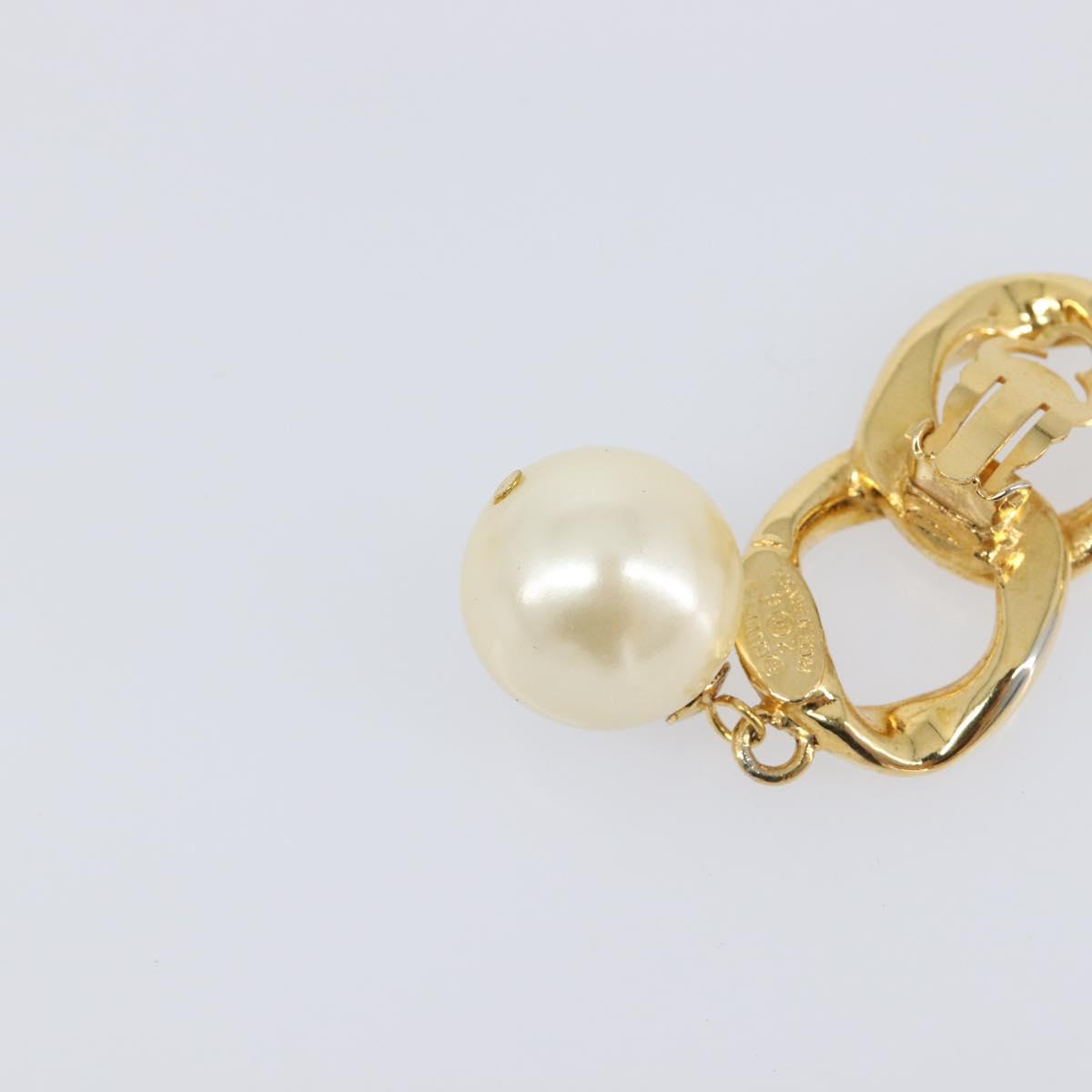 CHANEL Earring metal Gold Tone CC Auth bs37052