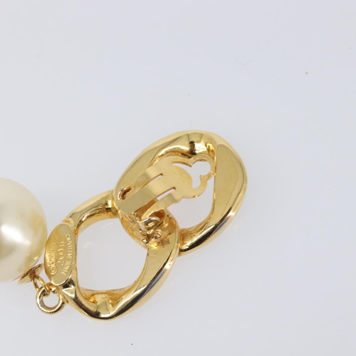 CHANEL Earring metal Gold Tone CC Auth bs37052