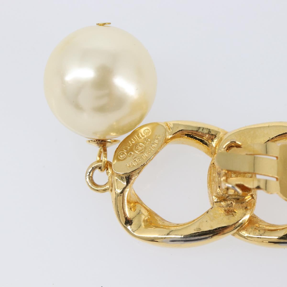 CHANEL Earring metal Gold Tone CC Auth bs37052