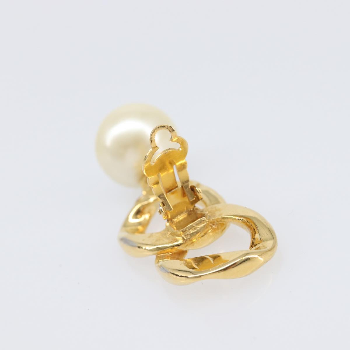 CHANEL Earring metal Gold Tone CC Auth bs37052