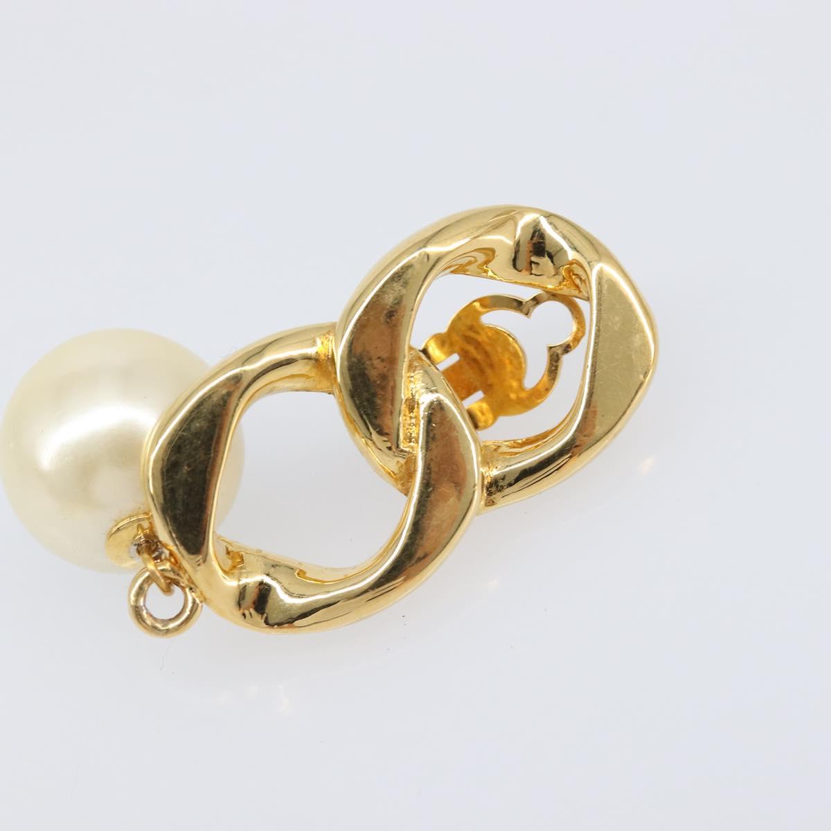 CHANEL Earring metal Gold Tone CC Auth bs37052