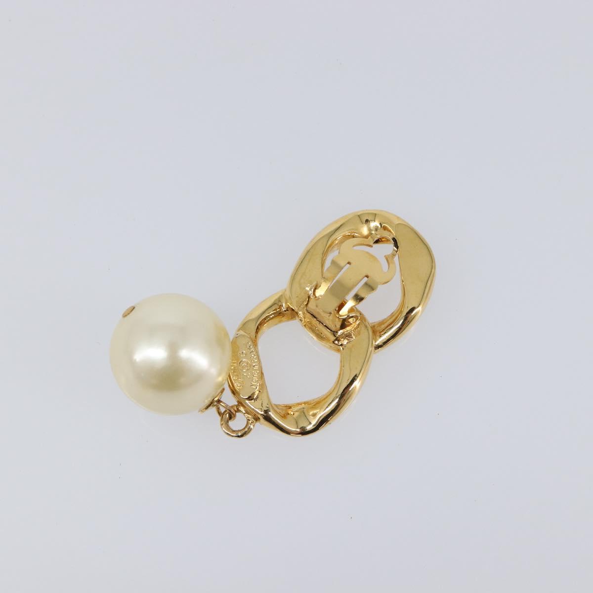 CHANEL Earring metal Gold Tone CC Auth bs37052