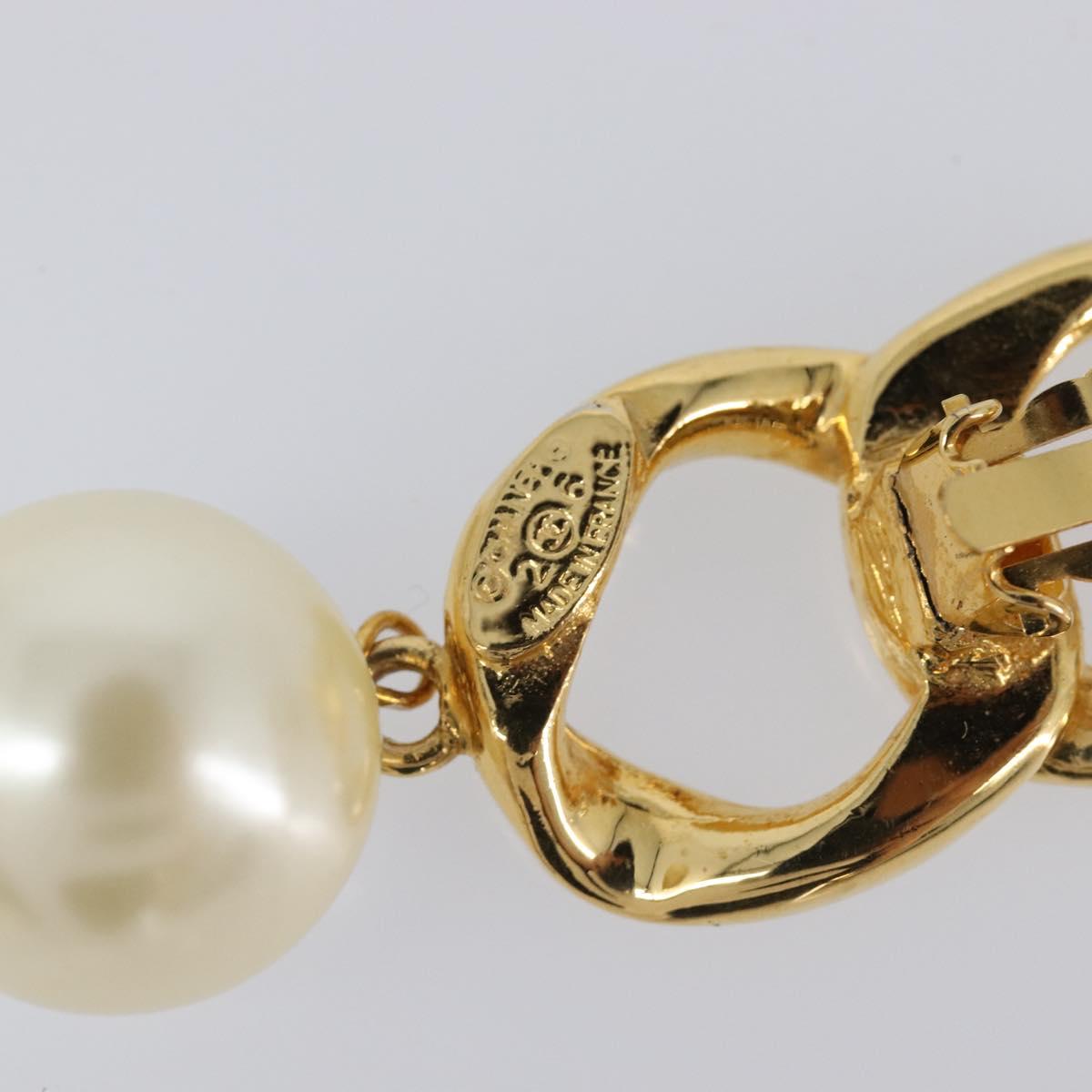 CHANEL Earring metal Gold Tone CC Auth bs37052