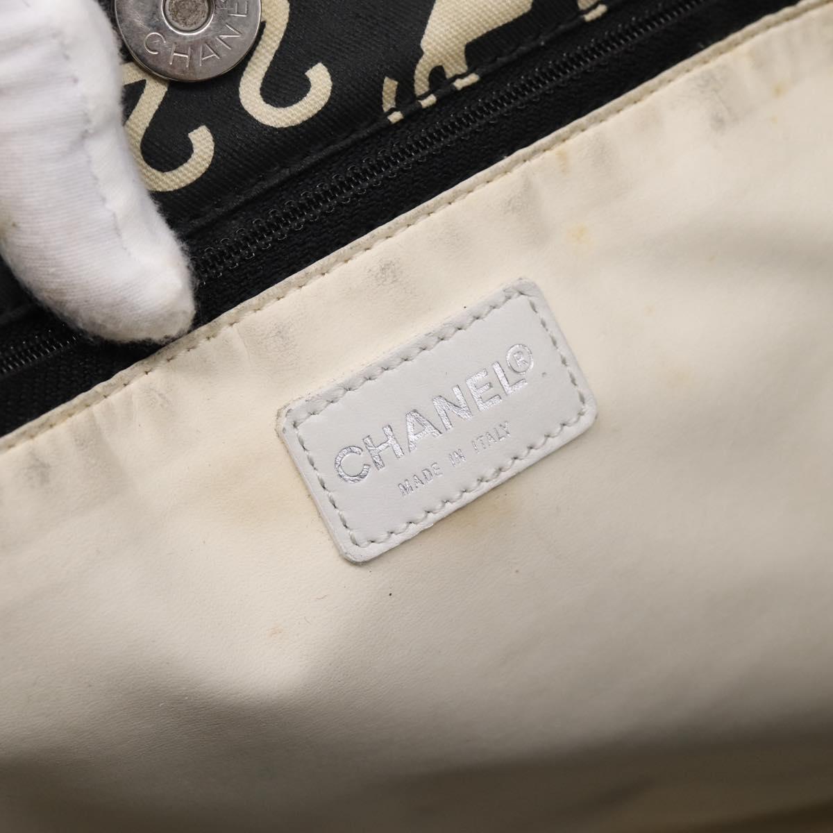 CHANEL Bysy Line Tote Bag Canvas Black White CC Auth bs37061