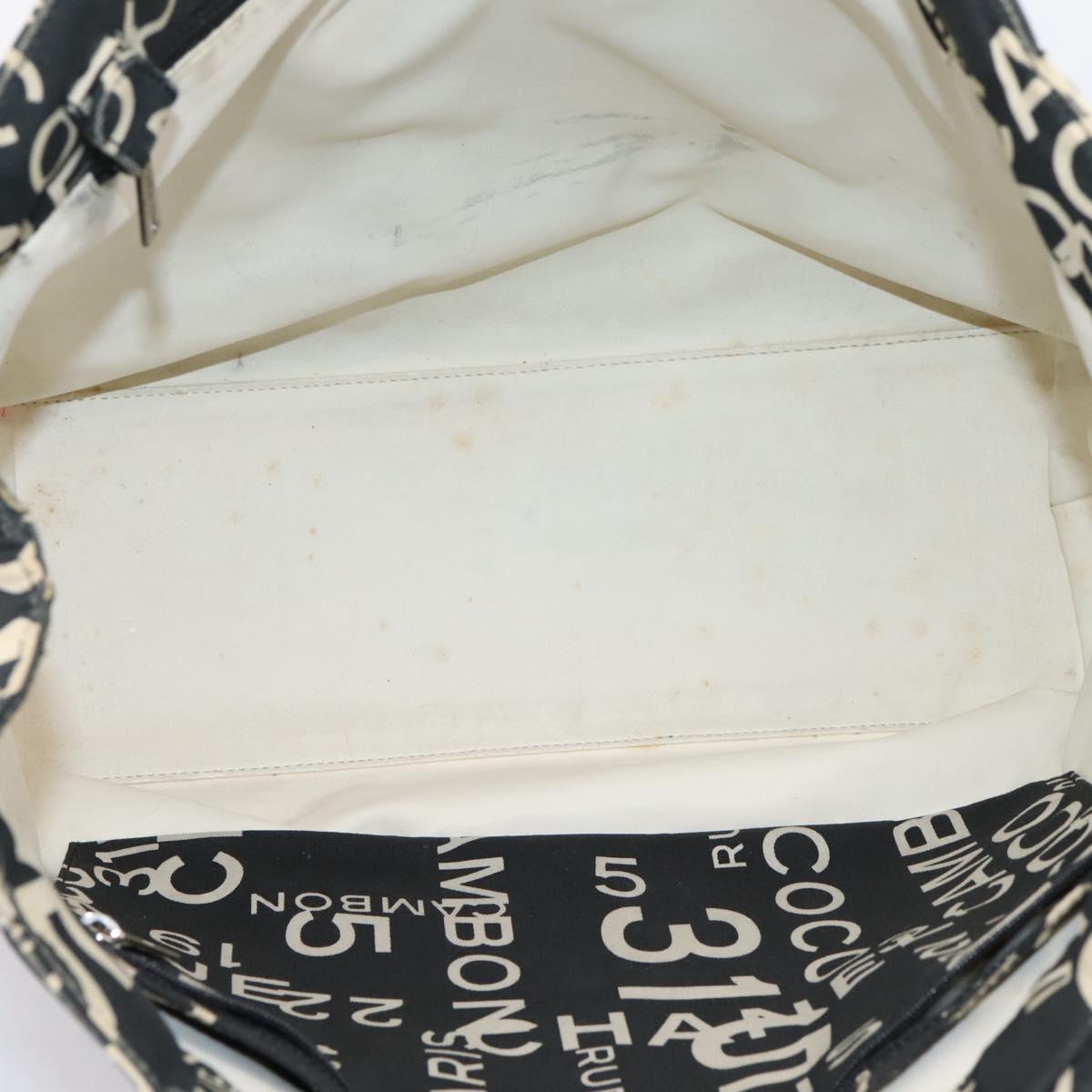 CHANEL Bysy Line Tote Bag Canvas Black White CC Auth bs37061