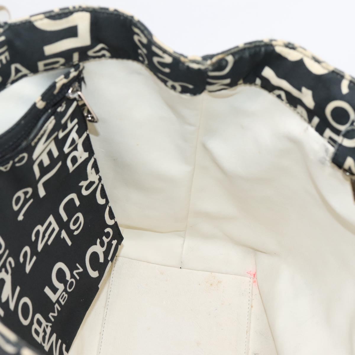 CHANEL Bysy Line Tote Bag Canvas Black White CC Auth bs37061