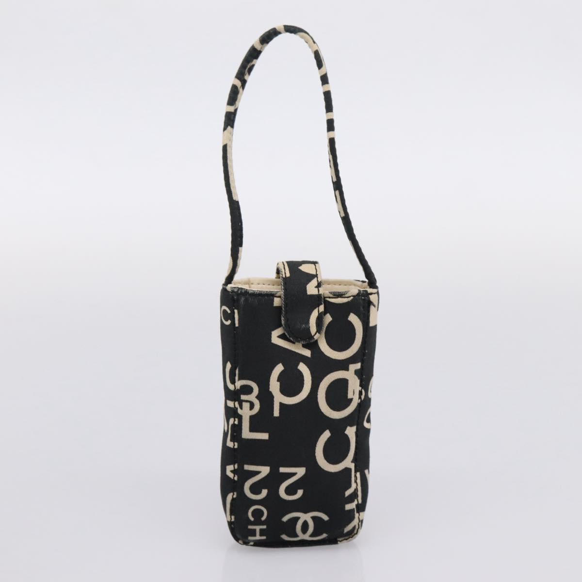 CHANEL Bysy Line Tote Bag Canvas Black White CC Auth bs37061