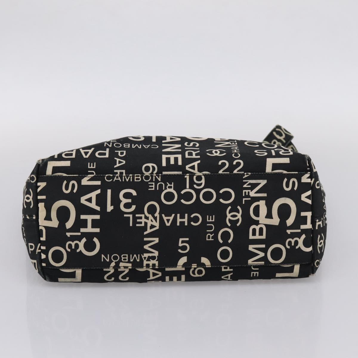 CHANEL Bysy Line Tote Bag Canvas Black White CC Auth bs37061