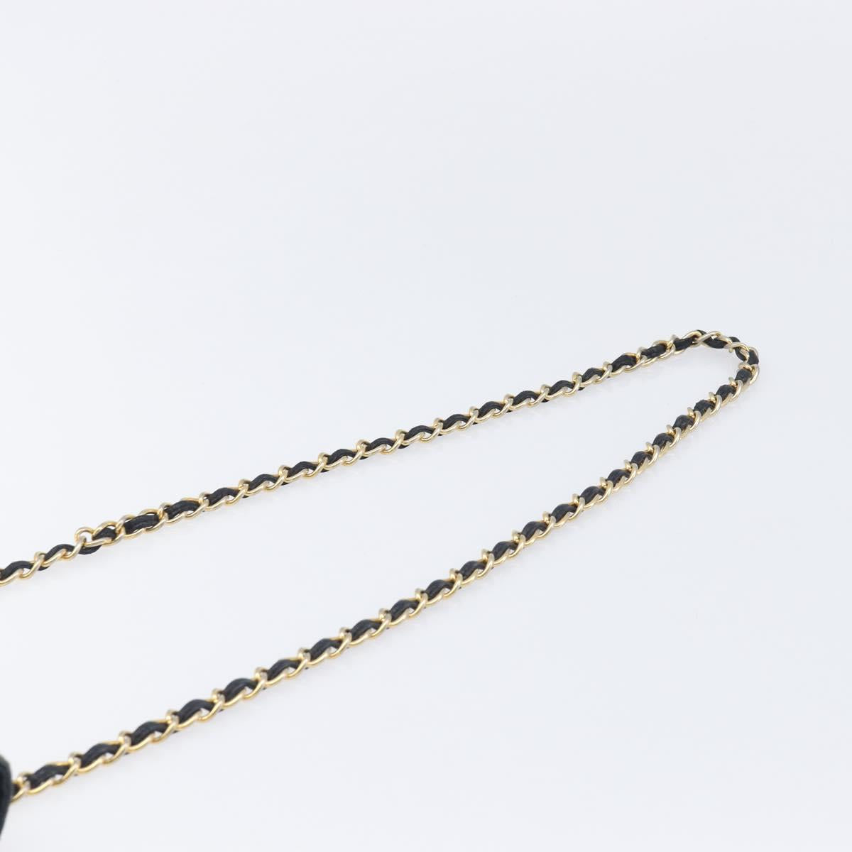 CHANEL Chain Shoulder Bag Patent Black Gold Tone CC Auth bs37062