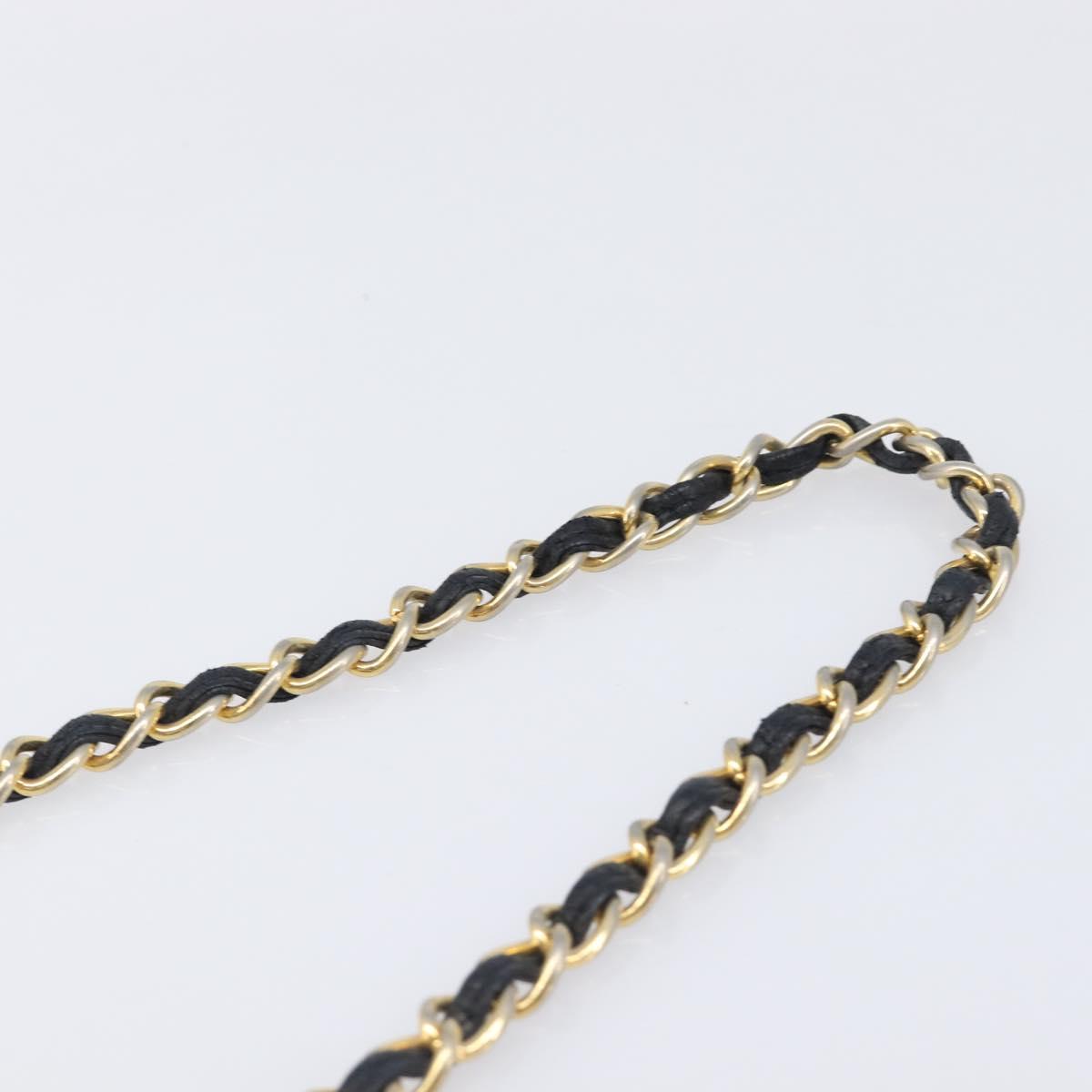 CHANEL Chain Shoulder Bag Patent Black Gold Tone CC Auth bs37062