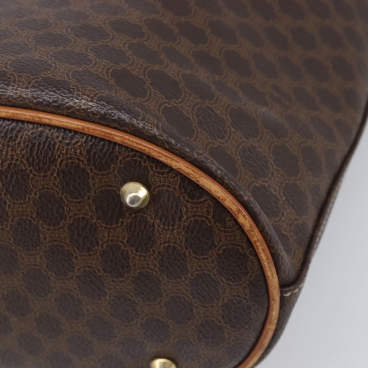 CELINE Macadam Tote Bag PVC Leather Brown Gold Tone Auth bs37063