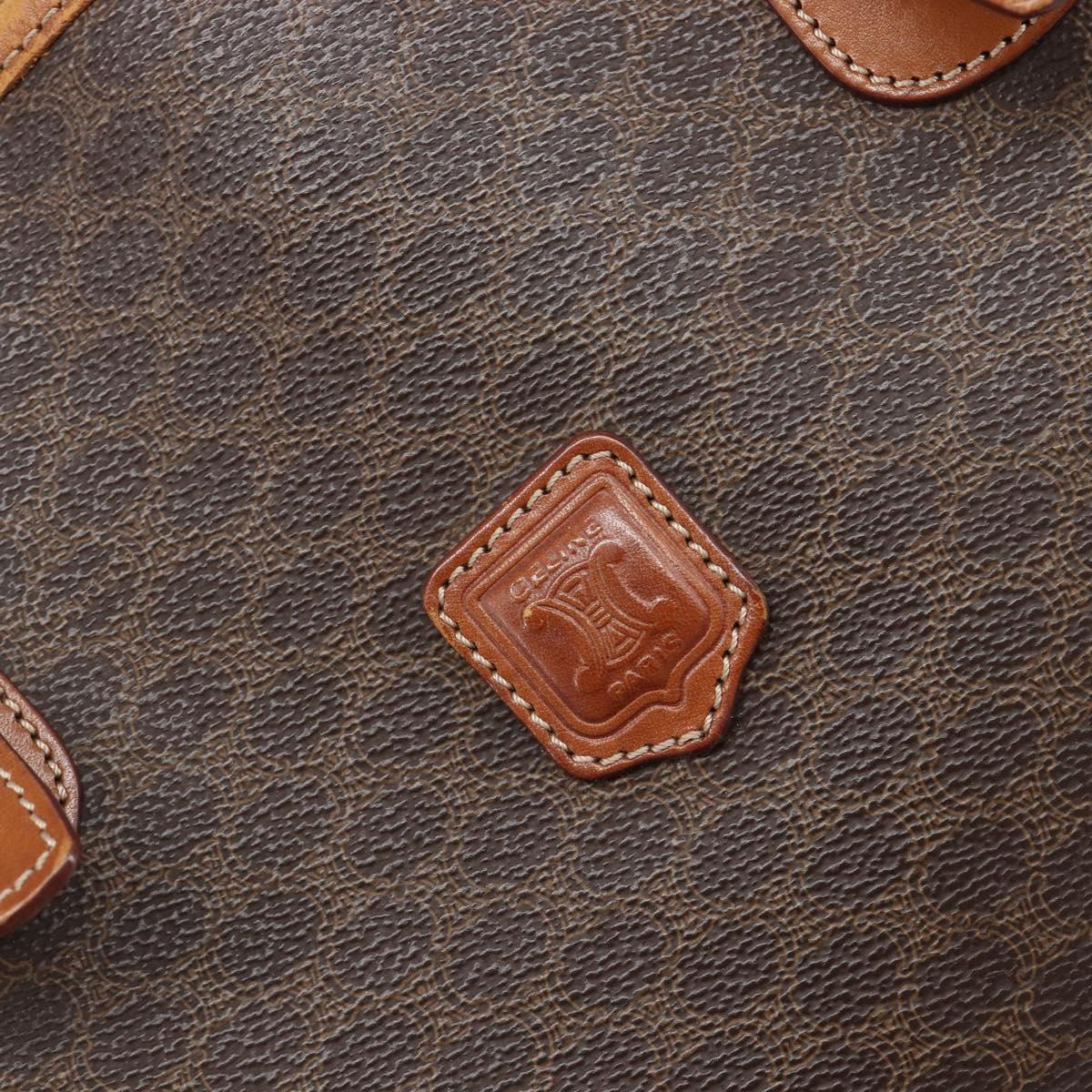 CELINE Macadam Tote Bag PVC Leather Brown Gold Tone Auth bs37063