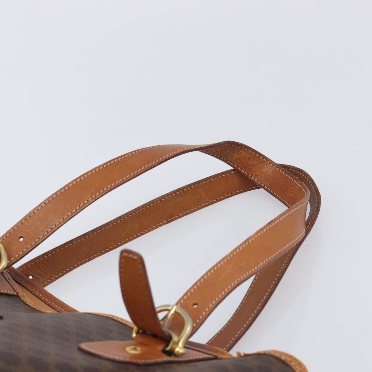CELINE Macadam Tote Bag PVC Leather Brown Gold Tone Auth bs37063