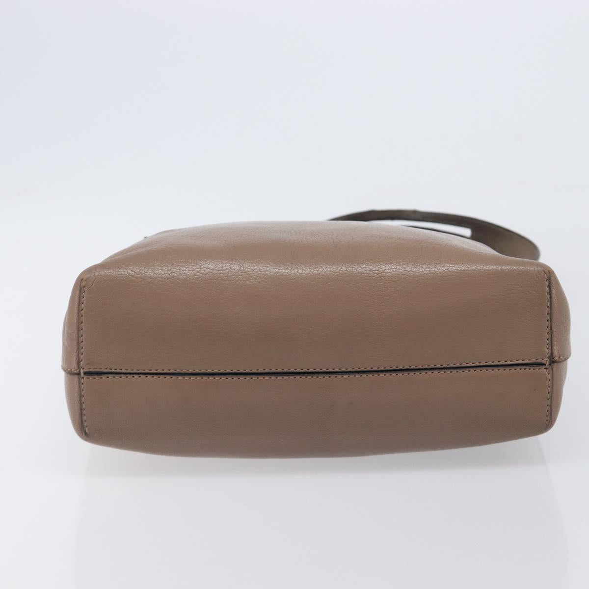 LOEWE Shoulder Bag Leather Beige Gold Tone Auth bs37066