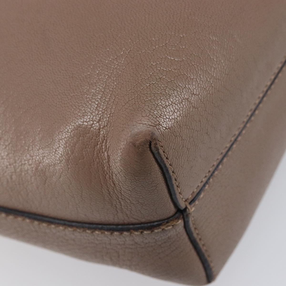 LOEWE Shoulder Bag Leather Beige Gold Tone Auth bs37066