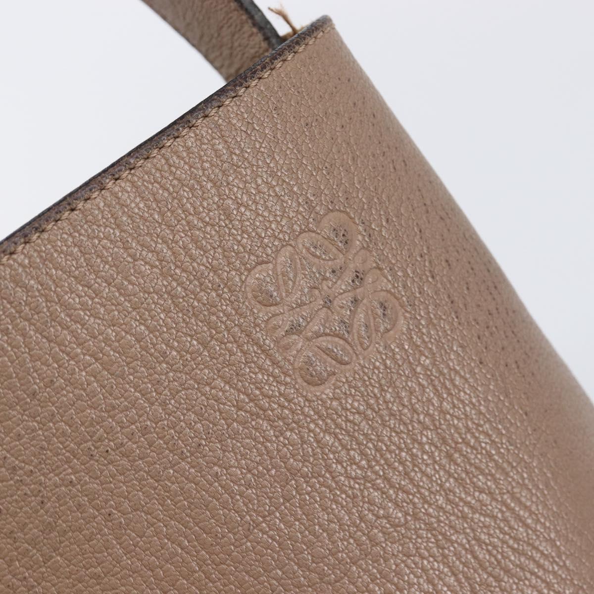 LOEWE Shoulder Bag Leather Beige Gold Tone Auth bs37066