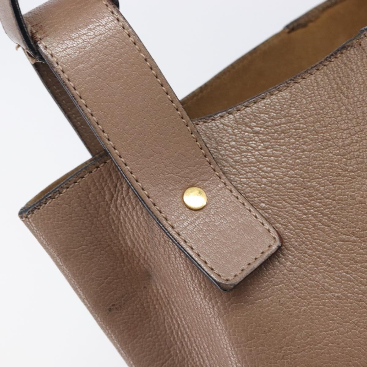 LOEWE Shoulder Bag Leather Beige Gold Tone Auth bs37066
