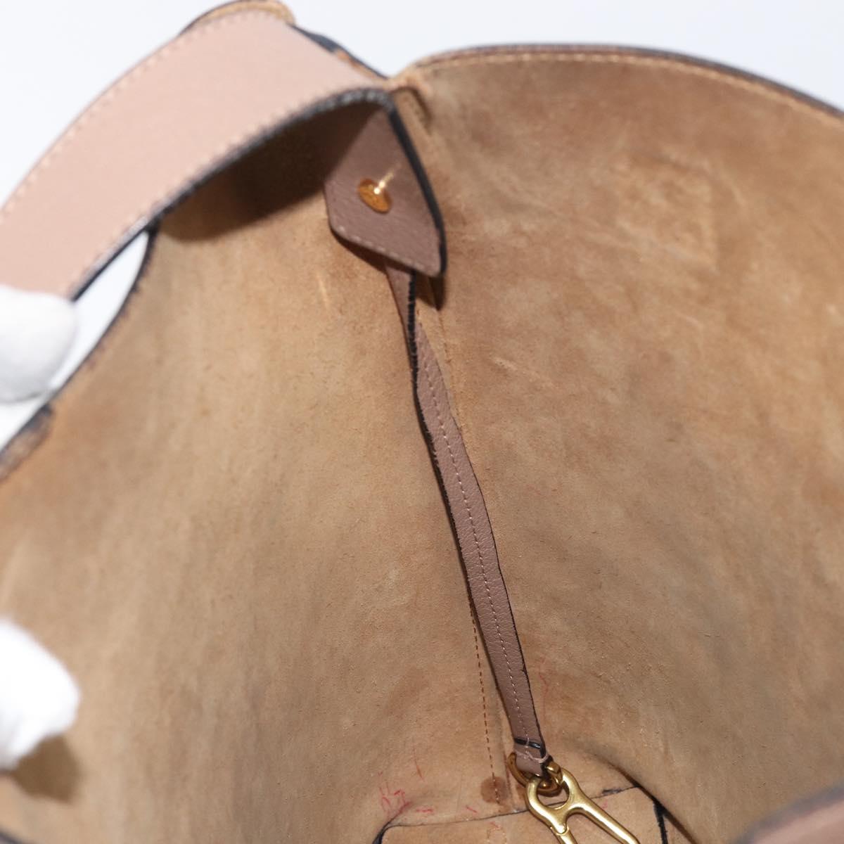 LOEWE Shoulder Bag Leather Beige Gold Tone Auth bs37066
