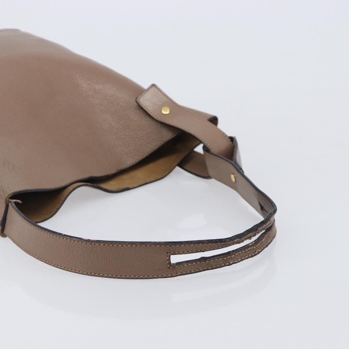 LOEWE Shoulder Bag Leather Beige Gold Tone Auth bs37066