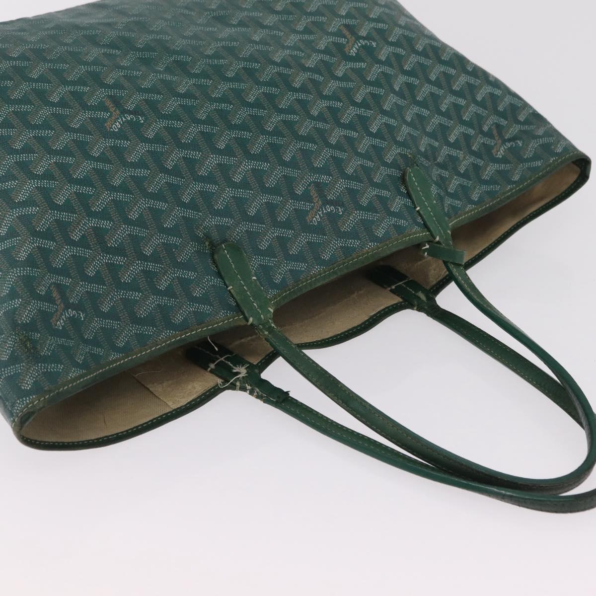 GOYARD Herringbone Saint Louis PM Tote Bag PVC Leather Green Auth bs37067