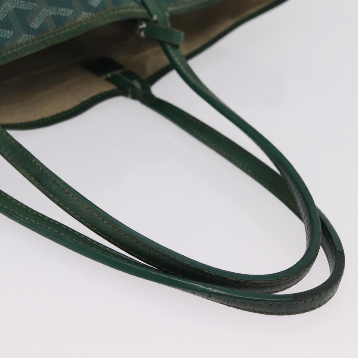 GOYARD Herringbone Saint Louis PM Tote Bag PVC Leather Green Auth bs37067