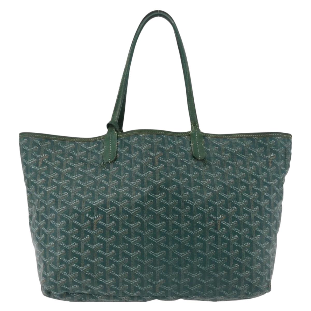 GOYARD Herringbone Saint Louis PM Tote Bag PVC Leather Green Auth bs37067
