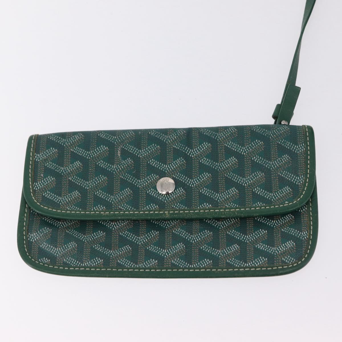 GOYARD Herringbone Saint Louis PM Tote Bag PVC Leather Green Auth bs37067