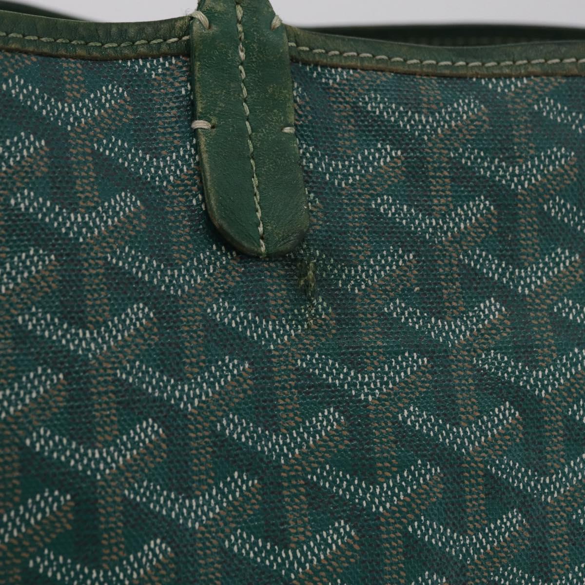 GOYARD Herringbone Saint Louis PM Tote Bag PVC Leather Green Auth bs37067