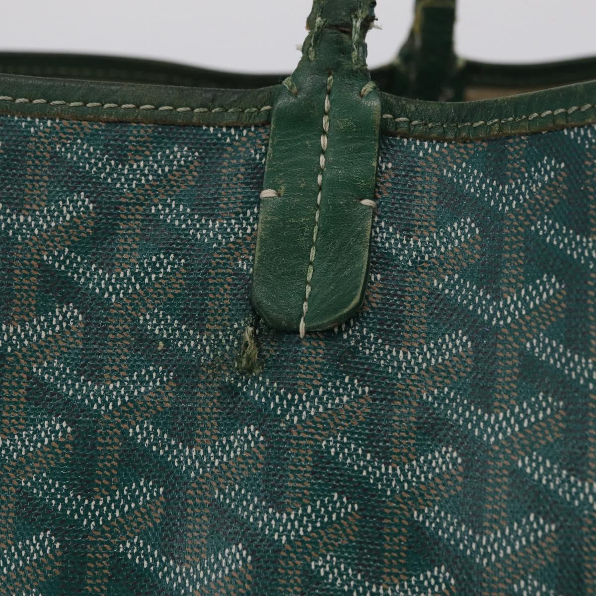GOYARD Herringbone Saint Louis PM Tote Bag PVC Leather Green Auth bs37067