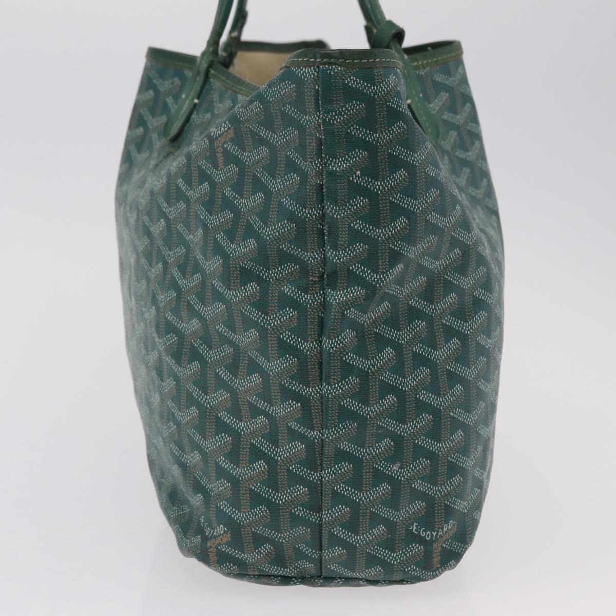 GOYARD Herringbone Saint Louis PM Tote Bag PVC Leather Green Auth bs37067