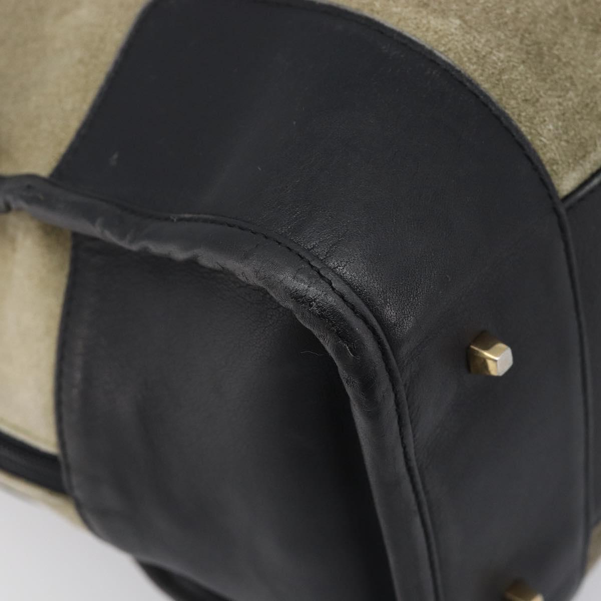 LOEWE Amazona 32 Hand Bag Suede Khaki Gold Tone Auth bs37068